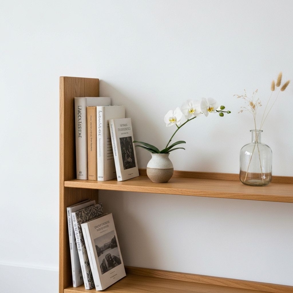 Minimal bookshelf with decor